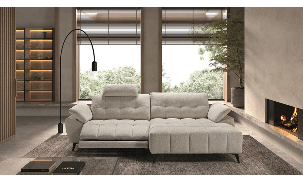 LANZA - Canapé chaise longue, assise coulissante électrique  